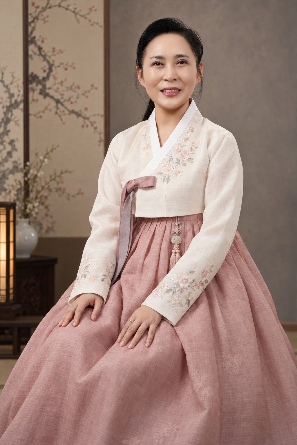 한복을 입고 미소 짓는 명연 선생